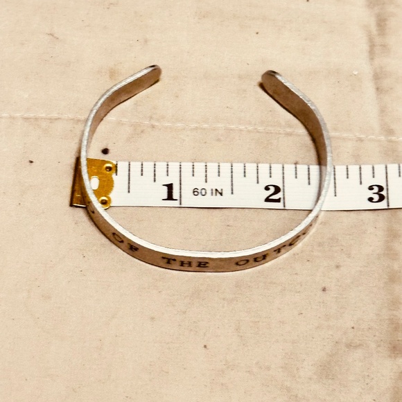 Silver Tone Cuff Bracelet Stamped Let Go Of The Outcome - Picture 9 of 10